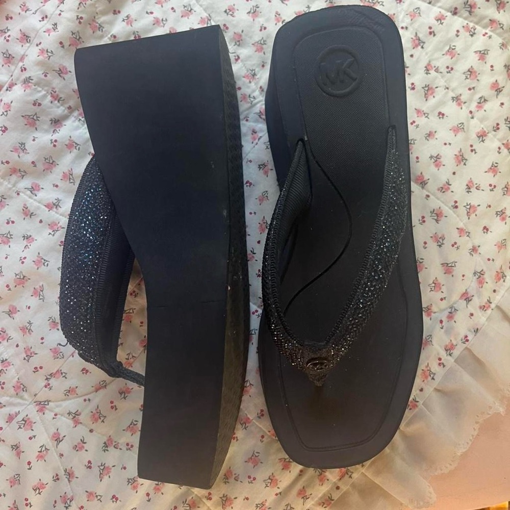 Black Platform Flip Flops Micheal Kors